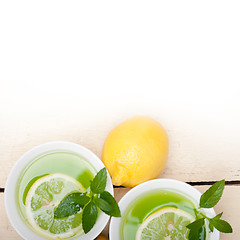 Image showing mint infusion tea tisane with lemon