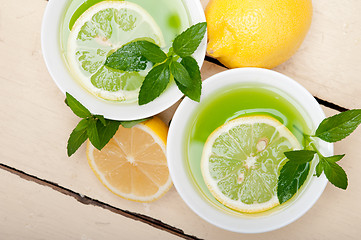 Image showing mint infusion tea tisane with lemon