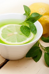 Image showing mint infusion tea tisane with lemon