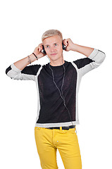 Image showing Young handsome man with headphones 