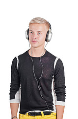 Image showing Young handsome man with earphones