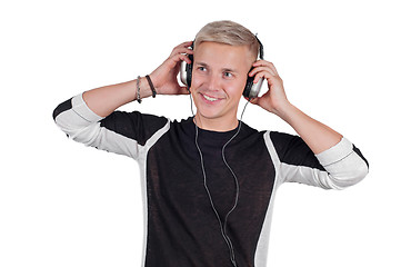 Image showing Young handsome man with headphones 