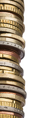 Image showing tower of different euro coins in close up shot