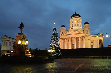 Image showing HELSINKI, FINLAND – NOVEMBER 25, 2012: Christmas tree at night