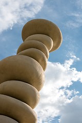 Image showing Balanced pebble stones with blue sky