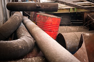 Image showing Rusty metal pipes closeup