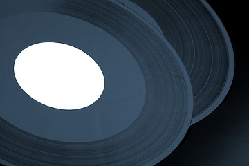 Image showing Black vinyl records stacked up