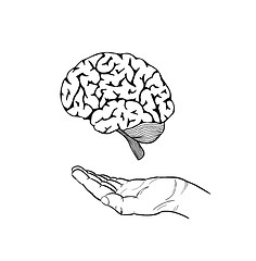 Image showing human brain and hand