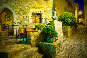 Image showing Night old street in the ancient town of medieval fortress Vila V