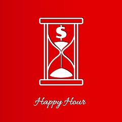 Image showing happy hour background with sandglass