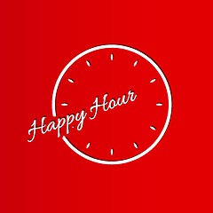 Image showing happy hour background with clock