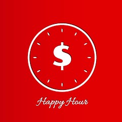 Image showing happy hour background with clock