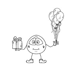 Image showing emoticon with balloons and present