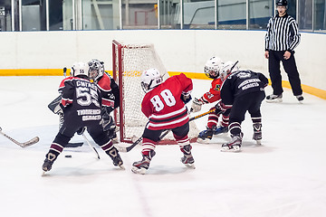 Image showing Game of children ice-hockey teams