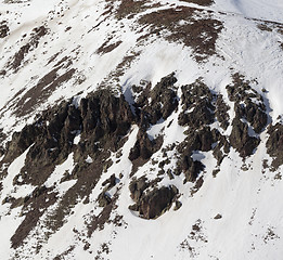 Image showing Off-piste slope with stones in little snow year