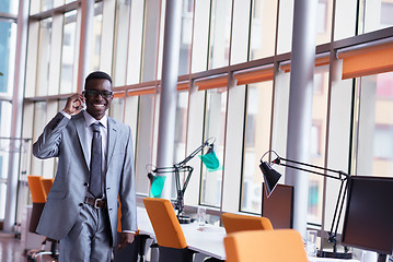 Image showing African American businessman talk by phone