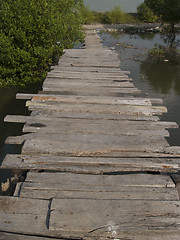 Image showing Old, wooden bridge