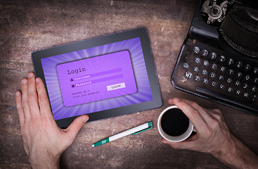 Image showing Login interface on tablet - username and password