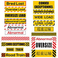 Image showing Various oversize load signs and symbols