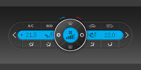 Image showing Digital air condition dashboard design with blue lcd