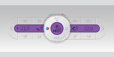 Image showing Digital air condition white dashboard design with purple lcd