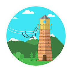 Image showing Flat colored vector icon for rope jumping