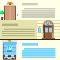 Image showing Flat color vector icons set for entrance