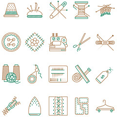 Image showing Flat line icons vector collection of sewing items