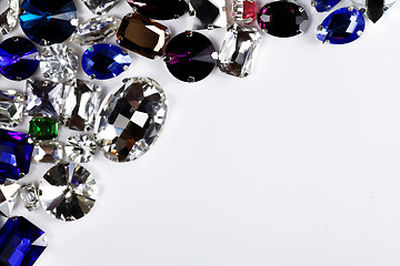 Image showing Large crystal strasses on a white background - macro photo