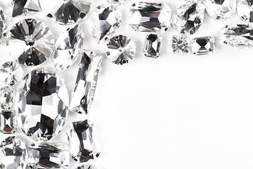 Image showing Large crystal strasses on a white background - macro photo