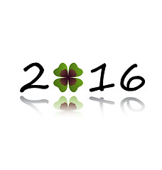 Image showing 2016 greeting card with shamrock leaf 