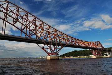 Image showing Red Dragon bridge over Irtysh river, near Khanty-Mansiysk, Russi