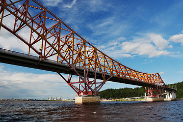 Image showing Red Dragon bridge over Irtysh river, near Khanty-Mansiysk, Russi