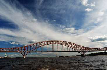 Image showing Red Dragon bridge over Irtysh river, near Khanty-Mansiysk, Russi