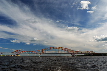 Image showing Red Dragon bridge over Irtysh river, near Khanty-Mansiysk, Russi