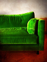 Image showing Green retro sofa in a room