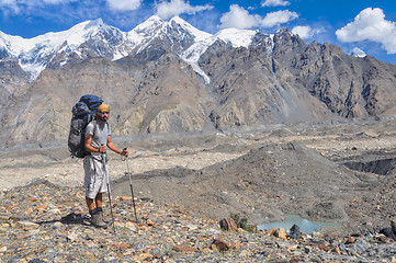 Image showing Engilchek glacier hiking