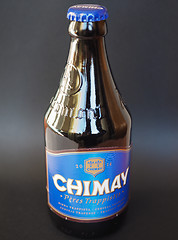 Image showing Chimay blue beer bottle