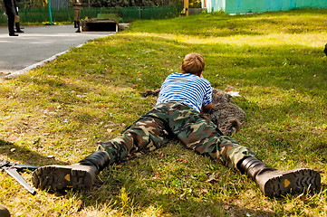 Image showing Young man took aim with air gun