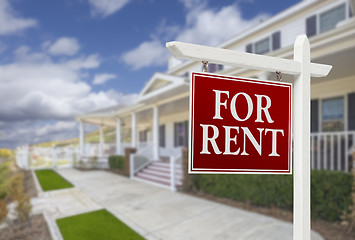 Image showing For Rent Real Estate Sign in Front of House