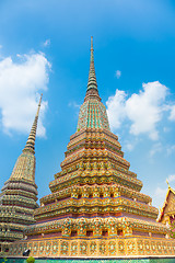 Image showing Pagodas of Wat Pho temple in Bangkok, Thailand