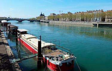 Image showing boat on the river,Lyon France