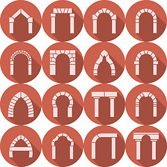 Image showing Flat icons vector collection of arch silhouette