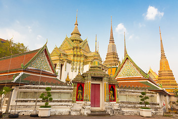 Image showing Pagodas of Wat Pho temple in Bangkok, Thailand
