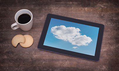 Image showing Cloud-computing connection on a digital tablet pc