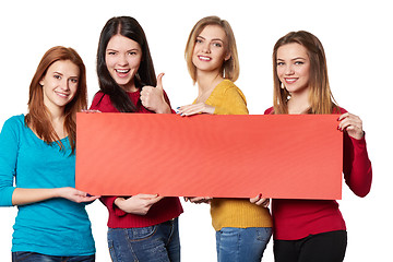 Image showing Young people with banner