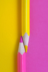 Image showing yellow and pink crayons 