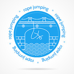 Image showing Vector illustration with round blue icon and text for rope jumping.