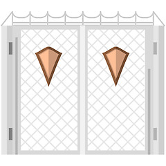 Image showing Flat color vector icon for steel gates with shields