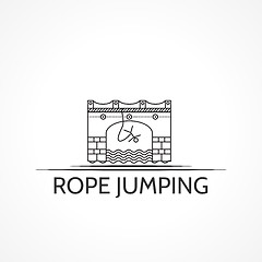 Image showing Vector illustration with black line icon and text for rope jumping.